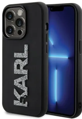 Oryginalne Etui KARL LAGERFELD Hardcase KLHCP15L3DMBKCK do iPhone 15 PRO (3D Logo Glitter / czarny)