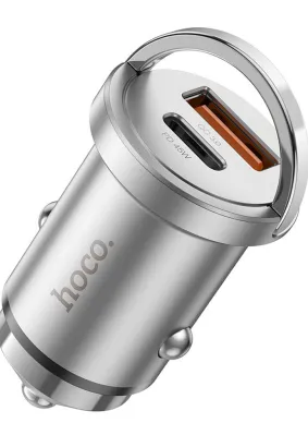 HOCO ładowarka samochodowa USB QC 3.0 + Typ C PD 45W NZ10 srebrna