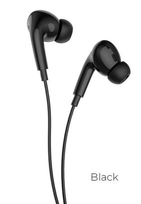 HOCO zestaw słuchawkowy / słuchawki dokanałowe jack 3,5mm z mikrofonem M1 Pro czarne.