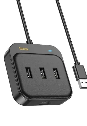 HOCO adapter HUB 4w1 USB do USB2.0*3+RJ45 100 Mbps Ethernet 1,2m HB35 czarny