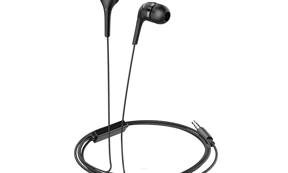 HOCO zestaw słuchawkowy / słuchawki dokanałowe jack 3,5mm z mikrofonem M40 czarne