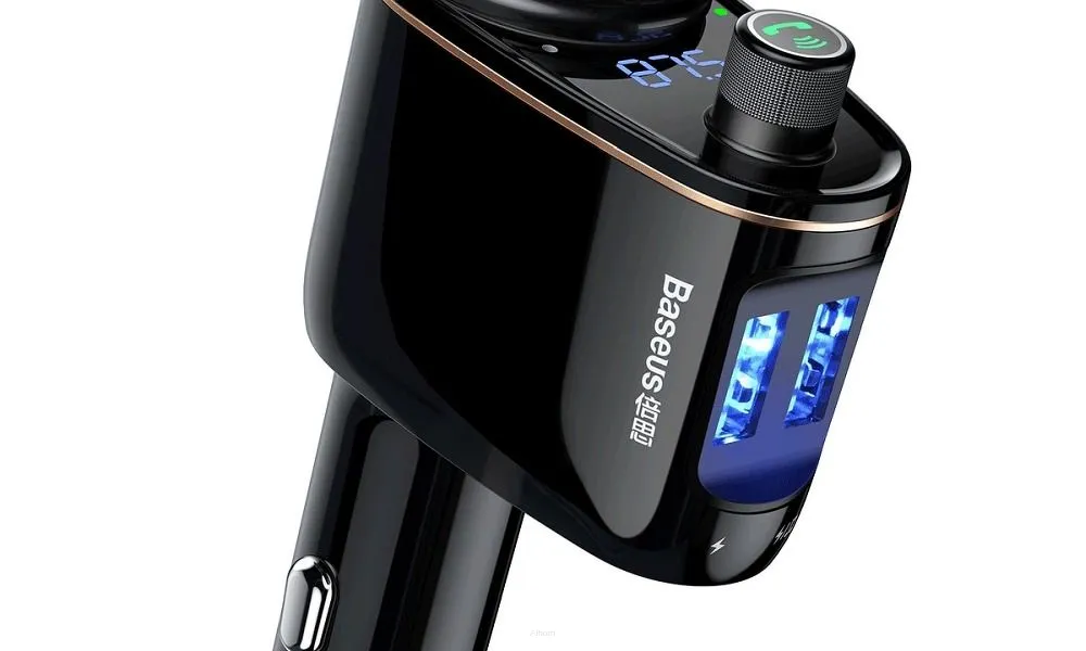 BASEUS Transmiter FM Bluetooth MP3 Locomotive z ładowarką samochodową 2x USB 3,4A CCALL-RH01 czarny
