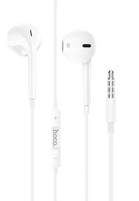 HOCO zestaw słuchawkowy / słuchawki dokanałowe jack 3,5mm z mikrofonem M101 Crystal białe [EOL]