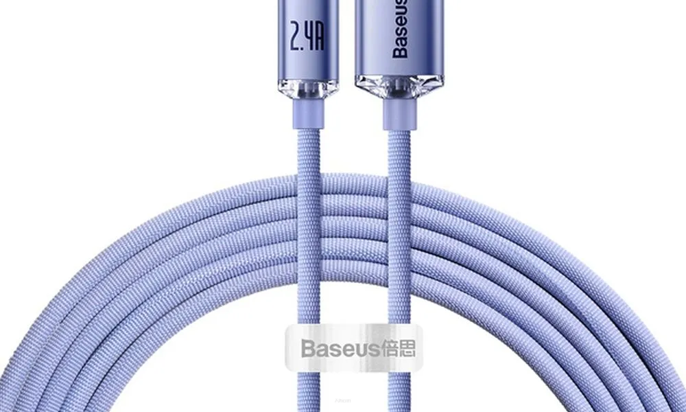 BASEUS kabel USB do Apple Lightning 8-pin 2,4A Crystal Shine CAJY000005 1,2m fiolet