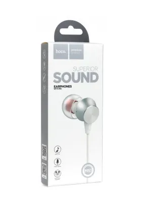 HOCO zestaw słuchawkowy / słuchawki dokanałowe jack 3,5mm z mikrofonem M51 białe