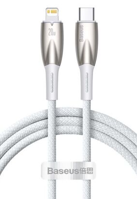 BASEUS kabel Typ C do Apple Lightning 8-pin Power delivery 20W Glimmer Series CADH000002 1m biały
