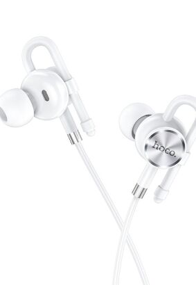 HOCO zestaw słuchawkowy / słuchawki dokanałowe jack 3,5mm z mikrofonem M84 białe