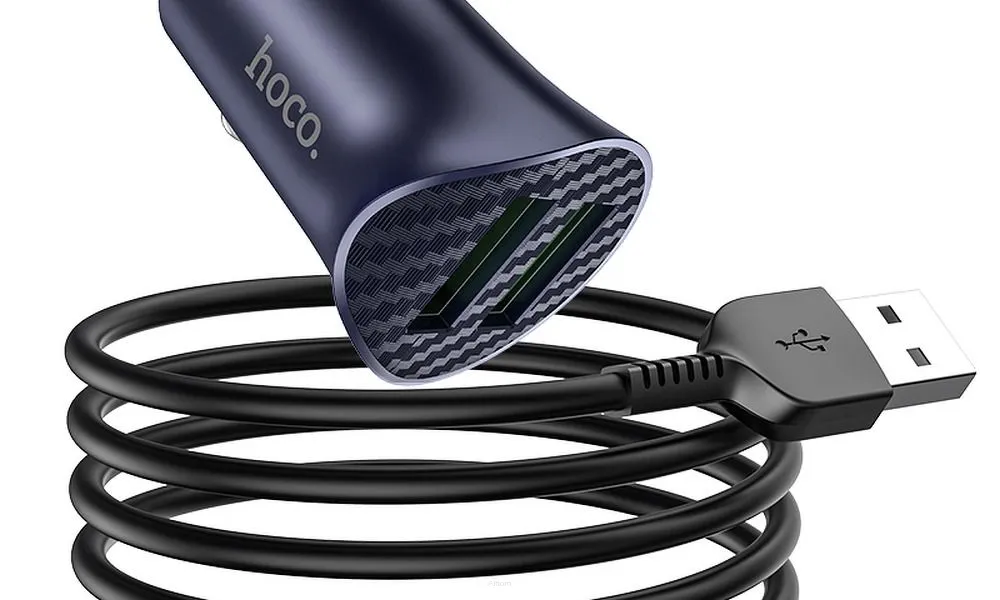 HOCO ładowarka samochodowa 2 x USB QC3.0 18W + kabel do Iphone Lightning 8-pin Farsighted Z39 niebieska