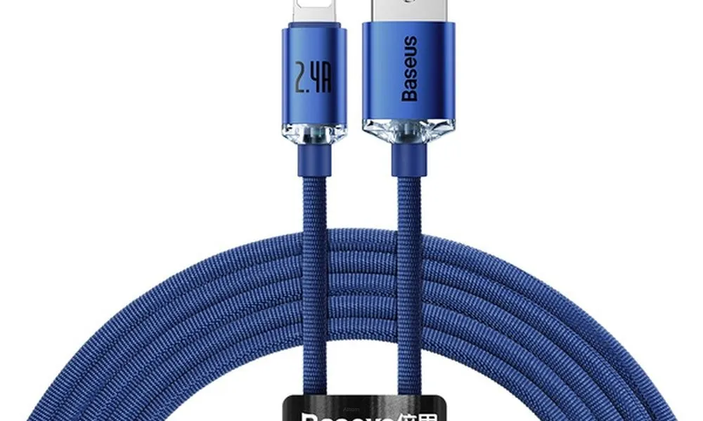 BASEUS kabel USB do Apple Lightning 8-pin 2,4A Crystal Shine CAJY000103 2m niebieski