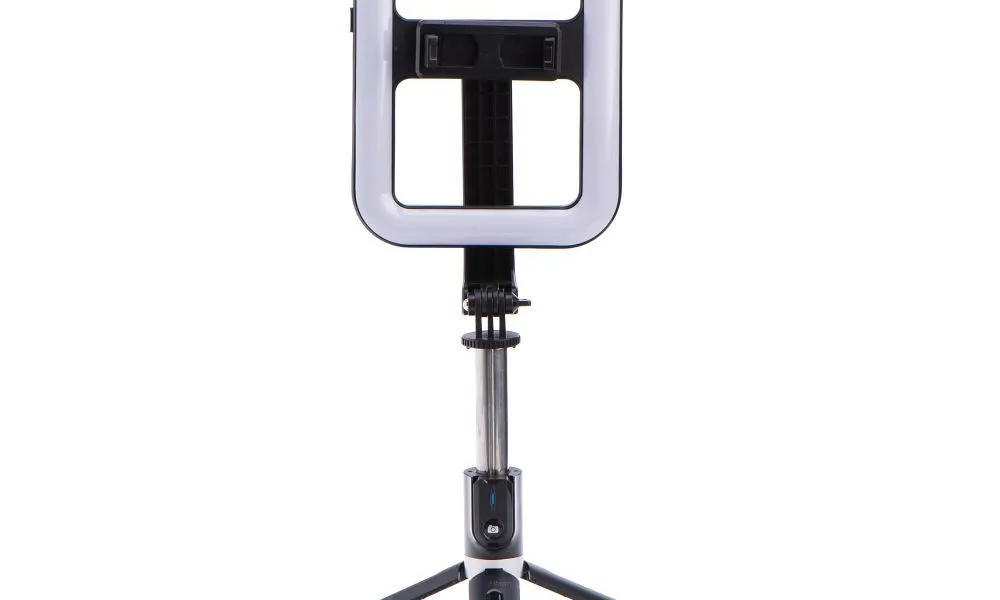 Zestaw / uchwyt selfie z pilotem na bluetooth triopod do streamów z LED czarny 99X