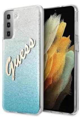 Oryginalne Etui GUESS Hardcase GUHCS21SPCUGLSBL do Samsung S21 (Glitter Gradient Script / niebieski)