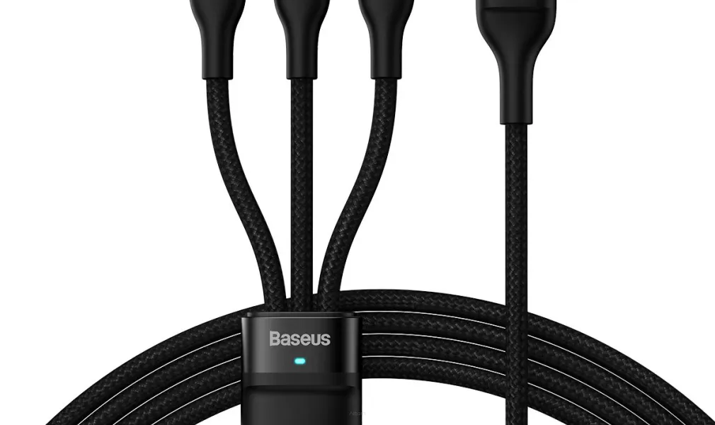 BASEUS Kabel USB 3w1 Flash Series USB-C micro USB Lightning 66W CASS040001
 1.2m czarny