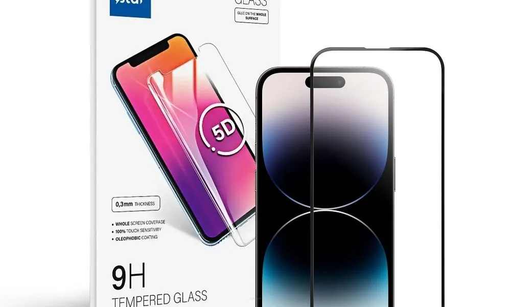 Szkło hartowane Blue Star 5D - do iPhone 14 Pro (full glue) czarny