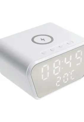 Ładowarka indukcyjna 15W CFNZ01 z zegarkiem i termometrem biała