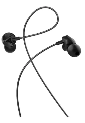 HOCO zestaw słuchawkowy / słuchawki dokanałowe jack 3,5mm z mikrofonem M60 czarne