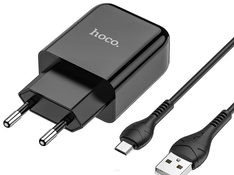 HOCO ładowarka sieciowa USB + kabel Micro 2.1A N2 Vigour czarna