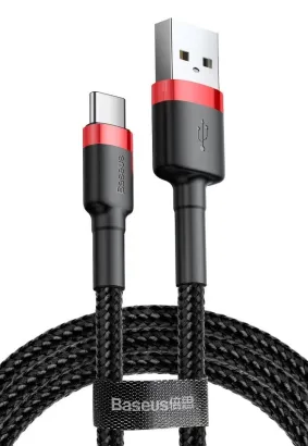 BASEUS kabel USB Cafule do Typ C 3A CATKLF-B91 1 metr czerwono-czarny