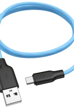 HOCO kabel USB - Micro Plus Silicone X21 1 metr czarno-niebieski.