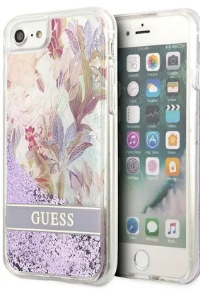 Oryginalne Etui GUESS Hardcase GUHCI8LFLSU do iPhone 7 / 8 / SE 2020 / SE 2022 (Glitter Flower / fioletowy)