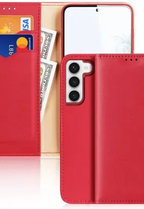 DUX DUCIS Hivo - skórzane etui portfelik do Samsung Galaxy S23 czerwone