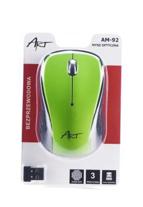Mysz / Myszka  ART  bezprzewodowa-optyczna USB AM-92 zielona