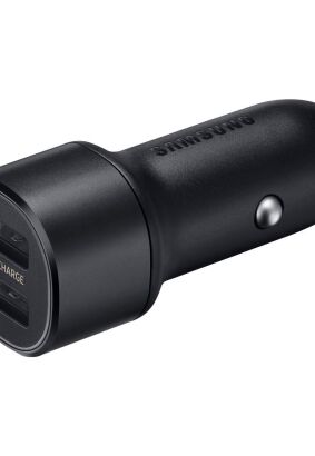 Oryginalna Ładowarka Samochodowa Samsung EP-L1100WBEGEU Dual USB 15W czarny blister