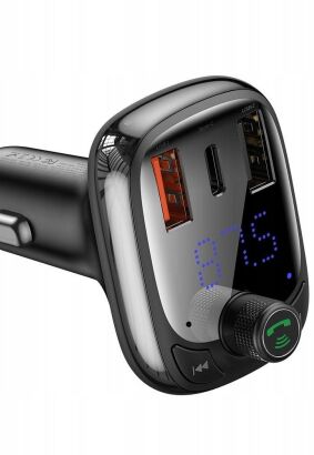 BASEUS Transmiter FM Bluetooth  z ładowarką samochodową + 2x USB 5A QC CCTM-B01 / CCMT000101