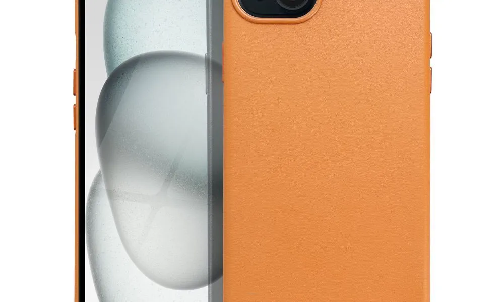 Leather Mag Cover kompatybilne z MagSafe do IPHONE 15 PLUS pomarańczowy