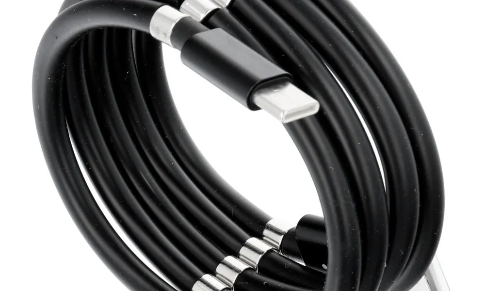 Kabel USB - Typ C magnetycznie zwijany 2,4A C686 czarny1 metr