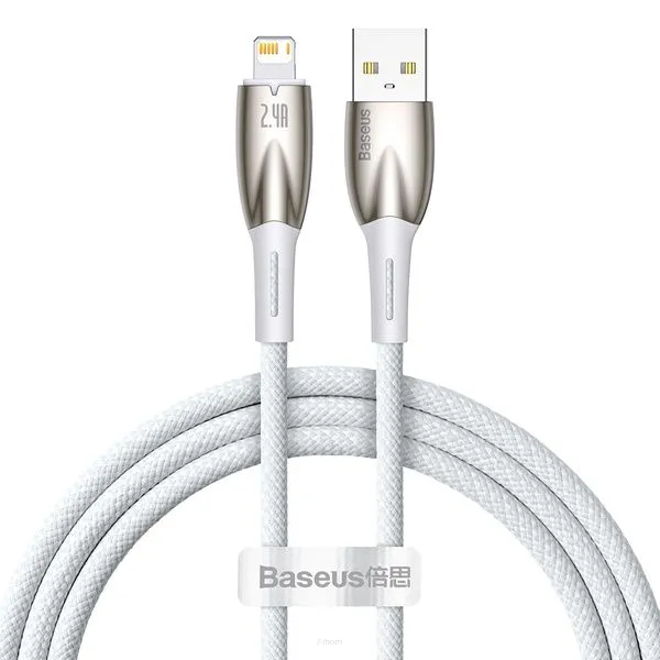BASEUS kabel USB A do Apple Lightning 8-pin 2,4A Glimmer Series CADH000202 1m biały