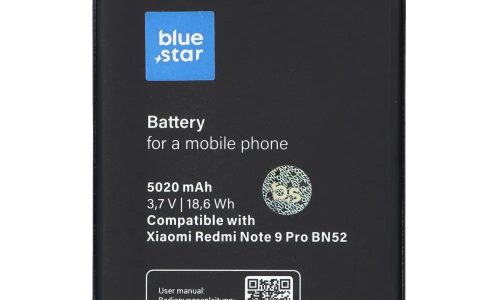 Bateria do Xiaomi Redmi Note 9 PRO (BN52) 5020 mAh Li-Ion Blue Star