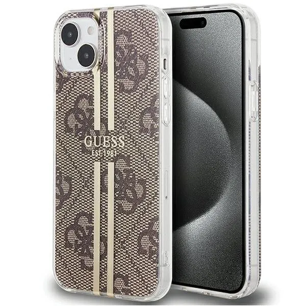 Oryginalne Etui GUESS Hardcase GUHCP15MH4PSEGW do iPhone 15 Plus (4G Gold  Stripe / brązowy)