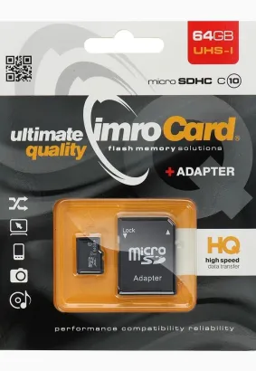 Karta Pamięci IMRO microSD 64GB CLASS 10 UHS I 100MB/s z adapterem SD