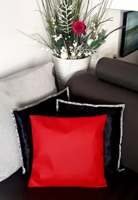 Poduszka dekoracyjna EKO SKÓRA JASIEK 40x40 Czerwona