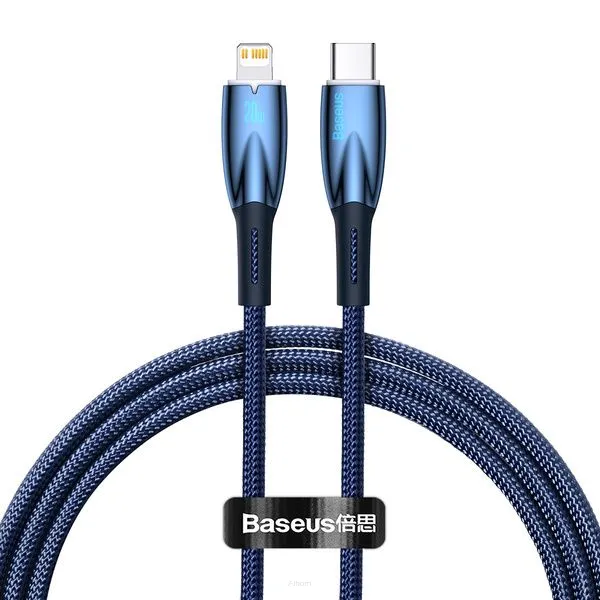 BASEUS kabel Typ C do Apple Lightning 8-pin Power delivery 20W Glimmer Series CADH000003 1m niebieski