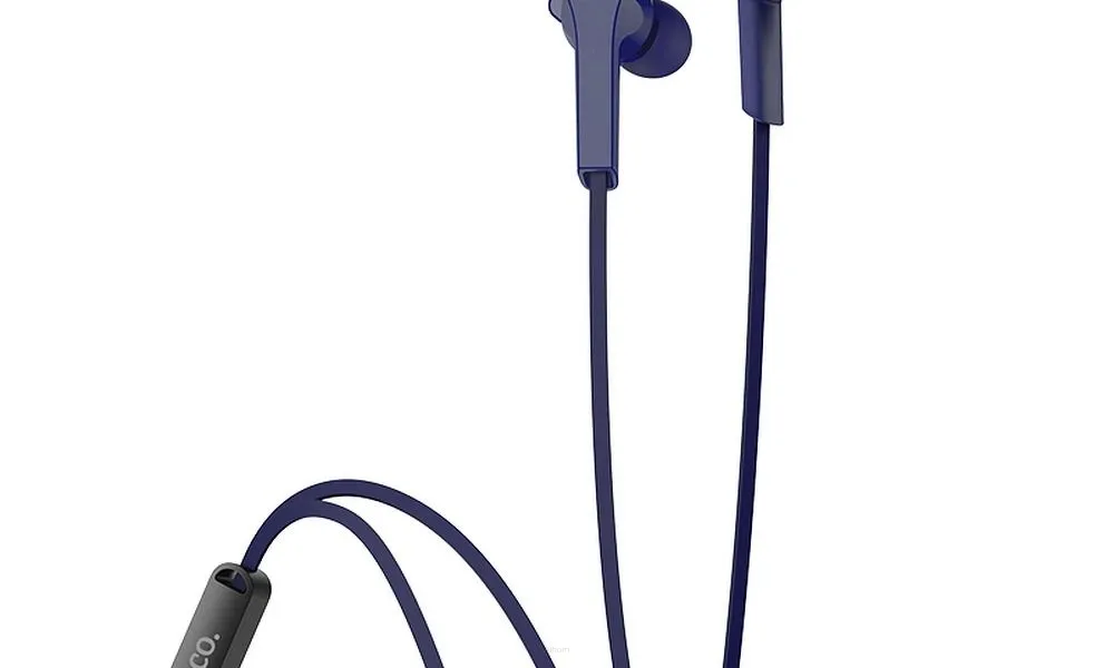 HOCO zestaw słuchawkowy / słuchawki dokanałowe jack 3,5mm z mikrofonem M72 niebieskie
