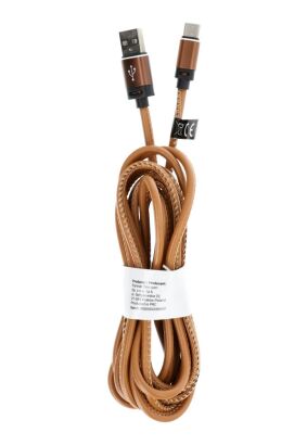 Kabel USB - Typ C 2.0 Leather C183 3 metry jasno brązowy