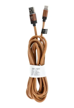 Kabel USB - Typ C 2.0 Leather C183 3 metry jasno brązowy