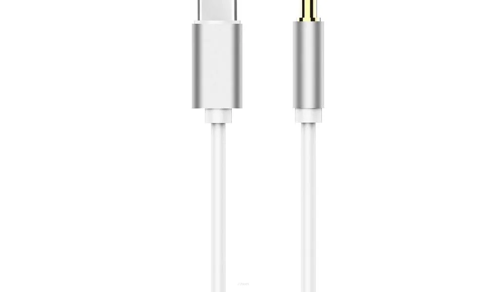 Adapter HF/audio Typ C do Jack 3,5mm biały kabel (męski)