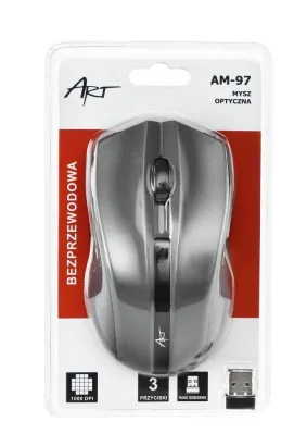 Mysz / Myszka  ART  bezprzewodowa-optyczna USB AM-97 srebrna