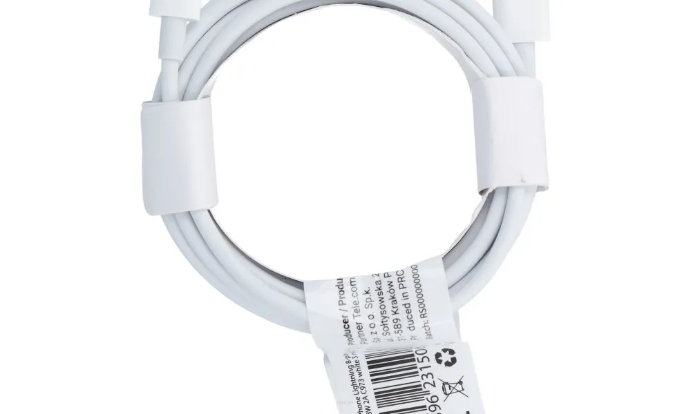 Kabel Typ C do iPhone Lightning 8-pin Power Delivery PD18W 3A C973 biały 3 metry