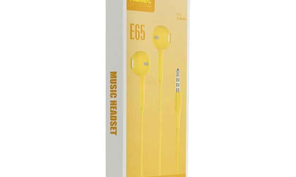 PAVAREAL zestaw słuchawkowy / słuchawki z mikrofonem Jack 3,5mm PA-E65 zółte
