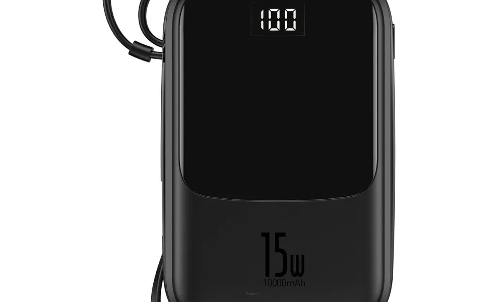 Bateria zewnętrzna (POWER BANK) BASEUS QPow - 10 000mAh LCD Quick Charge PD 15W z kablem do Typ C czarny PPQD-A01