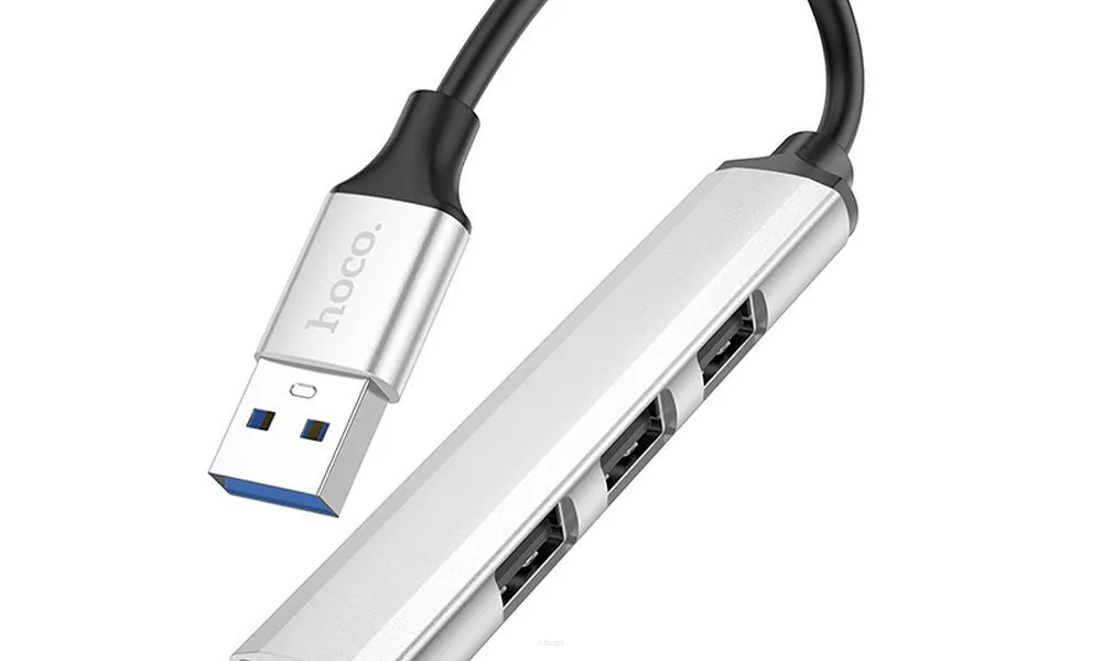 HOCO adapter HUB USB A do USB A 3.0 / 3x USB A 2.0 HB26 srebrny