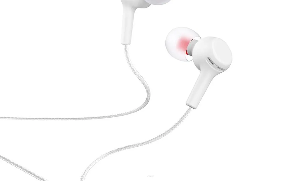 HOCO zestaw słuchawkowy / słuchawki dokanałowe jack 3,5mm z mikrofonem M78 El Placer białe.