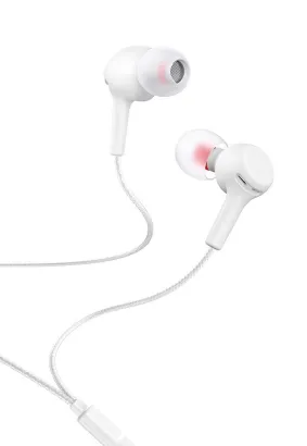 HOCO zestaw słuchawkowy / słuchawki dokanałowe jack 3,5mm z mikrofonem M78 El Placer białe.