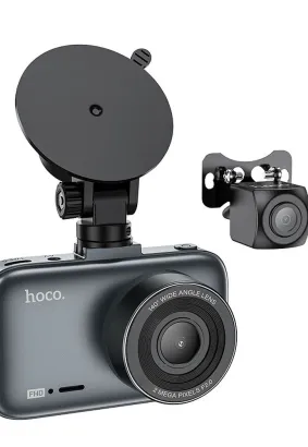 HOCO kamera samochodowa z ekranem 3" + kamera tylna DV6 stalowy szary