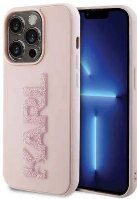 Oryginalne Etui KARL LAGERFELD Hardcase KLHCP15X3DMBKCP do iPhone 15 PRO MAX (3D Logo Glitter / różowy)
