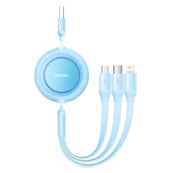 BASEUS kabel USB do Micro/Lighting/Typ C 3w1 Bright Mirror 2 Power Delivery 1.1m niebieski CAMJ010017