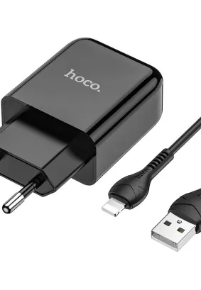 HOCO ładowarka sieciowa USB + kabel do Lightning 8-pin 2.1A N2 Vigour czarna